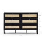 Dimension breakdown diagram for the Padstow black oak 6 drawer wide chest