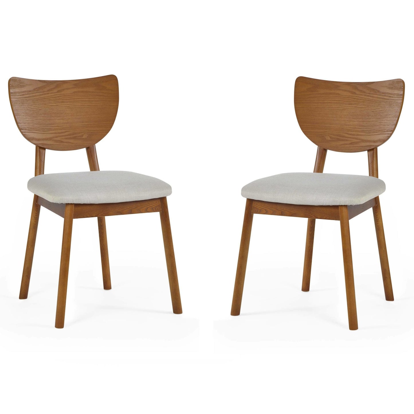 Studio shot showing the pair of two Lowry dining chairs in exquisite cherry ash veneer