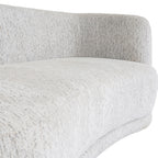 Close-up shot showing the cozy textured bouclé weave and plush cushioning on the Sorelle 2 seater sofa