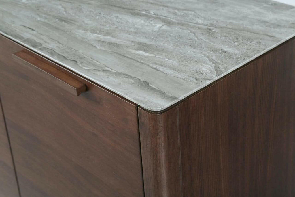 Isla Tobacco Walnut & Marbled Glass Sideboard