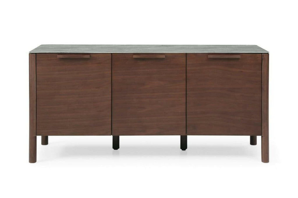 Willow walnut sideboard with 3 doors spacious storage cabinet front view