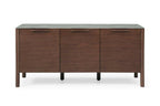 Willow Tobacco Walnut and Marbled Glass Sideboard with storage compartments and sleek design for modern living spaces.