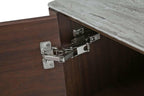Close-up of heavy duty hinge inside Willow sideboard